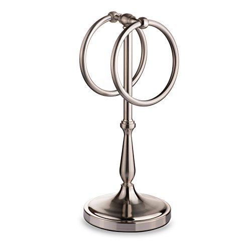 AMG and Enchante Accessories Free Standing Modern Fingertip Hand Towel Ring Holder Tree Rack, TT100004 SNI, Satin Nickel - Thumbnail 4
