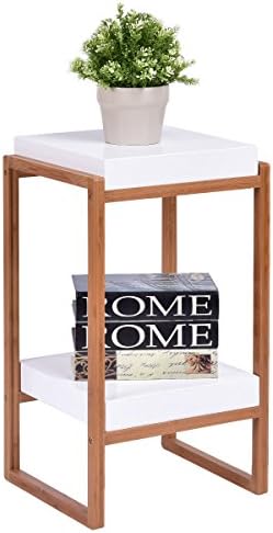 White Side End Table Accent Table Storage Night Stand Display 2 Shelves