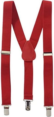 Kids Suspenders Child Baby Toddler Kid Adjustable Elastic Suspender Y Back Design (22", Red)