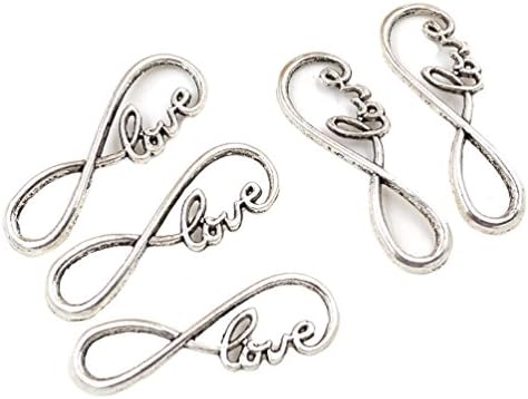 Lychee Craft 5Pcs Infinite Love Pendant Charms Bracelet Necklace Jewelry Making DIY Gift