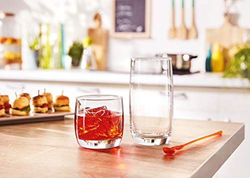 Set of 16 Drinking Glasses, Heavy Base Durable Glass Cups - 8 Highball Glasses (17 oz) and 8 Rocks Glasses (14 oz), 16-piece Glassware Set