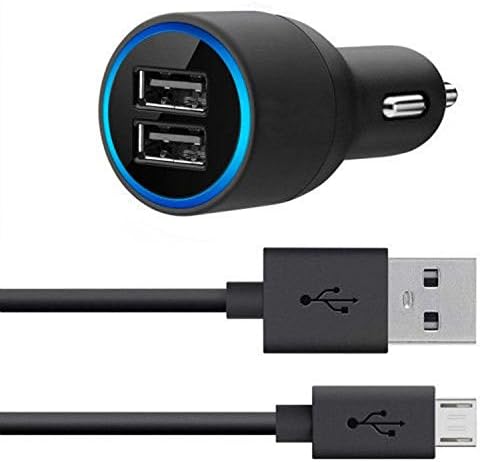 Darter 10W Dual USB Car Charger with Cable for iPhone, iPad, Samsung, LG, Nexus, HTC, Moto and More Devices