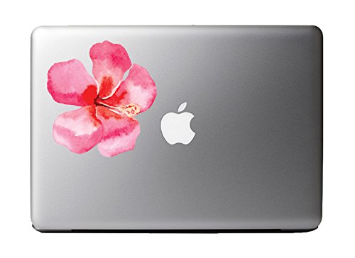 Watercolor Painted Hibiscus Hawaiian Flower Full Color - Vinyl Decal for 13" Macbook