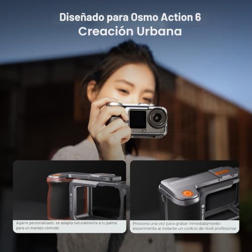 PGYTECH StreetPro Grip Kit for dji OSMO Action 6 Aluminum Alloy Metal Protective Frame with Multiple Expansion Interfaces for Street Photography (Grip+Cage)