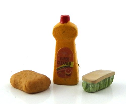 Dollhouse Miniature Set of 3 Cleaning Supplies