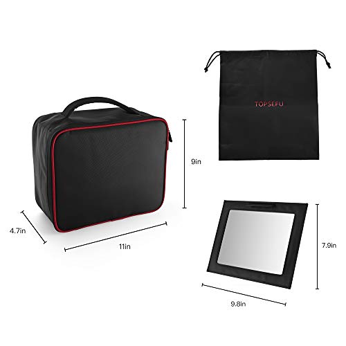 TOPSEFU Makeup Bag,Quick Make up Bag with Mirror,Makeup Case