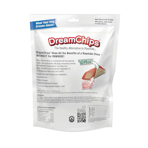 DREAMBONE DREAMCHIPS, RAWHIDE FREE DOG CHEWS MADE WITH REAL CHICKEN AND VEGETABLES, 24 COUNT