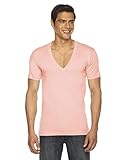 American Apparel Men's Sheer Jersey Short Sleeve Deep V-Neck
