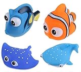 NF orange 4 PCS Finding Dory Nemo Squirt Bath Squirters Toys Figures for Kids Baby Shower Swim