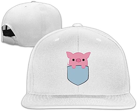 UNISEX Pocket Pig Flat Brim Baseball Cap White One Size
