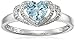Amazon Essentials Sterling Silver Aquamarine and Diamond Accent Open Halo Heart Ring, Size 8, (previously Amazon Collection)