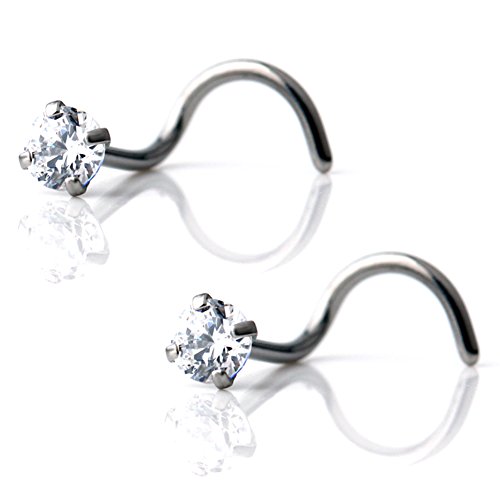 Scerring 2pcs 316l surgical steel 3mm clear cubic zirco…