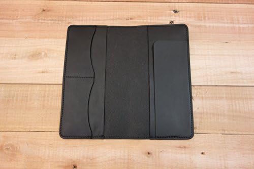 Hobonichi Techo Weeks Leather Cover, Card Pockets, Receipt Pocket, Black Leather, Black Stitching