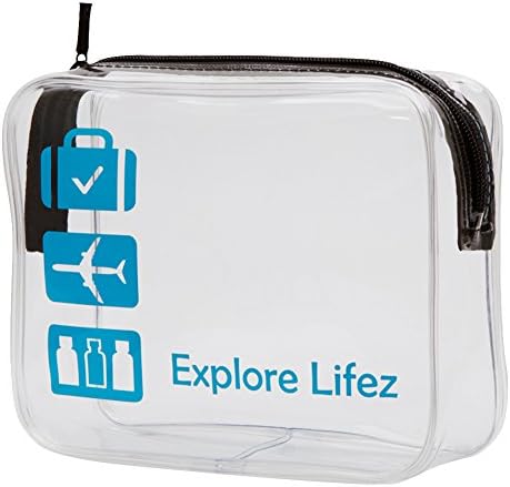 Explore Lifez Clear Large Makeup Bag TSA Approved,Airport Carry-on Travel Toiletry Luggage Bag with Durable Zipper,Transparent Cosmetic Travel Accessories Bag for Men&amp;Women.blue