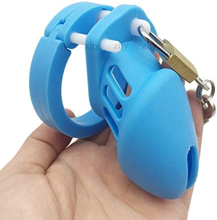 Men's Silicone Equipment Control cage with 5 Rings (Blue)