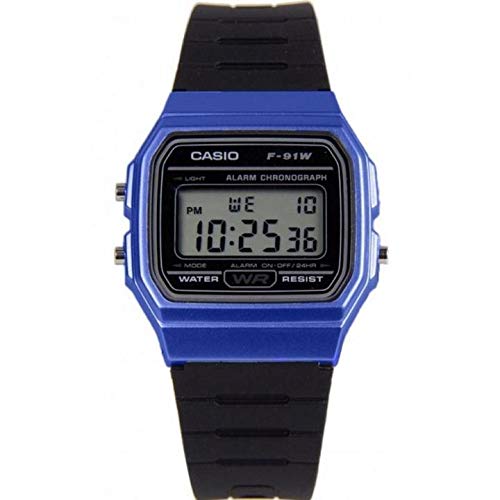 Casio Men's 'Vintage' Quartz Plastic and Resin Casual Watch, Color:Black (Model: F-91WM-2ACF)