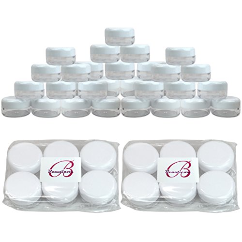 (Quantity: 30 Pieces) Beauticom 15G/15ML (0.5oz) Round Clear Jars with White Lids for Beads, Gems, Glitter, Charms, Small Arts and Crafts Items - BPA Free