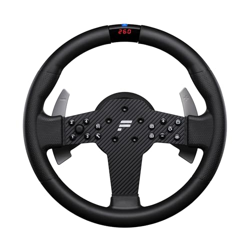 FANATEC Sim Racing CSL Steering Wheel P1 V2 (QR2 LITE) - Rubber Trim, RevStripe, LED Display, Metal Shift Cams, QR2 Lite for Steering Wheel Side Pre-Installed - PC | Rubber Grip, RevStripe, LED Display, Metal Shift Paddles, QR2 LITE Handlebar Side Pre-installed - PC