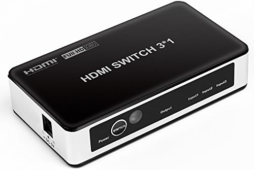LYNEC HD313 3 Port High Speed HDMI Switch with Remote Control, Support 3D 1080p,