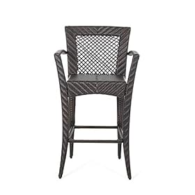 Christopher Knight Home Megan Outdoor 46" Wicker Barstool (Set of 2), Multi Brown Finish 41jAfQ4VniL