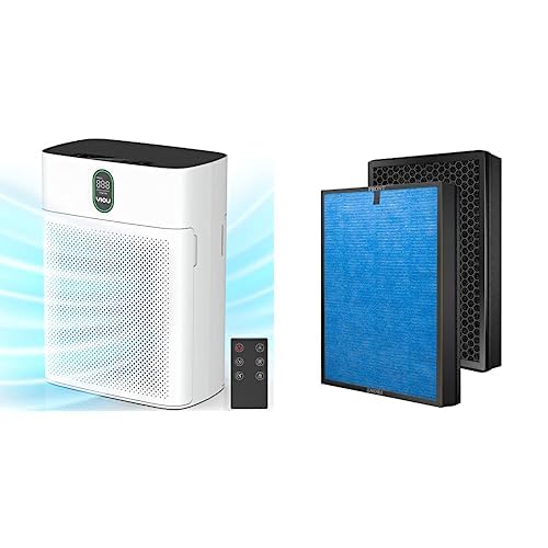 YIOU Air Purifier M1, Cream White & YIOU Air Purifier M1 HEPA Air Replacement Filters, Enhanced