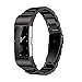 Fitbit Charge 2 Wrist Band,Shangpule Stainless Steel Metal Replacement Smart Watch Band Bracelet with Double Button Folding Clasp for Fitbit Charge 2 (Black)