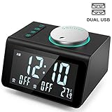 ANJANK Small Alarm Clock Radio with FM Radio,Dual USB Charging Ports,Temperature Display,Dual Alarms with 7 Alarm Sounds,5 Level Brightness...