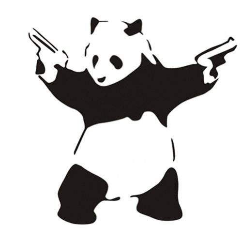 wall vinyl decals room baby for Cool Stickers Panda Wall Wall Crazy Decals Gun DIY Shooting Removable