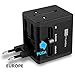 ITANDA World Travel AC Adapter with Dual USB Charging Ports, International Universal US UK EU AU Travel Adapter Safety Fuse Protection Wall Plug (Black)
