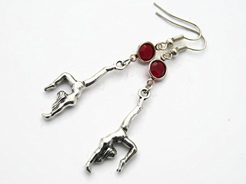 Gymnast Birthstone Earrings, Gymnastics Earrings, Athletic Earrings, Gymnastic Mom Earrings, Personalized Sports Jewelry