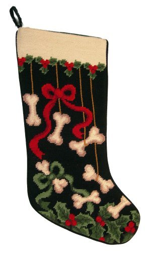 Dog Bones & Ribbons Dog Needlepoint Christmas Stocking