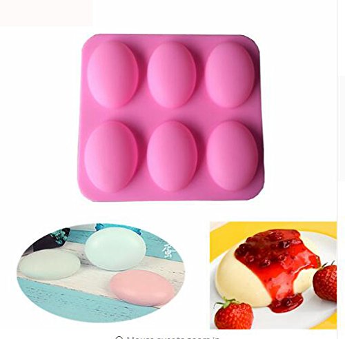 BAKER DEPOT silicone Mold For Handmade Soap 6 Cavity Goose egg Design Pink Color