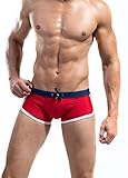 DESMIIT Men's Rope Waist Design Swim Briefs ,Red , US Small / Tag L(28