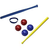 Wiffle&reg; Ball Bat Bundle Limited Edition Official Yellow and Official Blue Bat, 2 Red and 2 Blue Wiffle&reg; Balls Bundle with Bonus Dare to Soar Wristband by AweStar Eagle