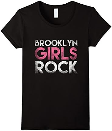 Womens Brooklyn Girls Rock New York City Grunge T-Shirt Medium Black