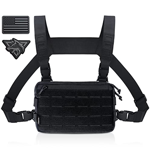 WYNEX Tactical Chest Rig Pack for Men, Running Chest Bag with Front