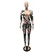 Joseph Costume Women's Sexy Floral Deep V-Neck Long Sleeve Bodycon Long Pants Jumpsuit Rompers