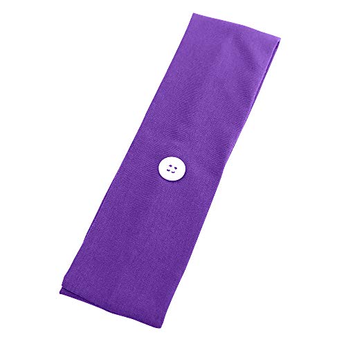 Headband with Buttons for måsk, Non Slip polyester Head Wrap for Yoga, Running, Sports, Style Hair Band Hair Hoop for Women, Men (Headband-Purple 5pcs)