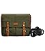 Canvas Camera Bag ZLYC Leather Trim Camera Case Vintage DSLR Shoulder Messenger Purse for Women & Men