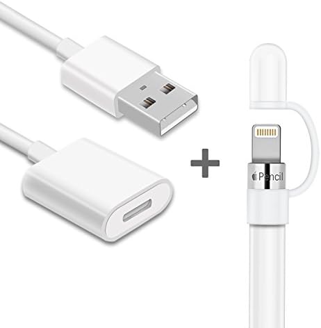 TRELC Magnetic Cap Replacement with Anti-Lost Strap for Apple Pencil + 3 Feet Charging Cable for Apple Pencil