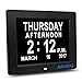 Johnziny Digital Calendar Day Clock- 8 Alarms Dementia Alzheimer Memory Loss Vision Impaired Battery Backup Alarm Clock for Seniors/Elderly with Play Video/Photo Function