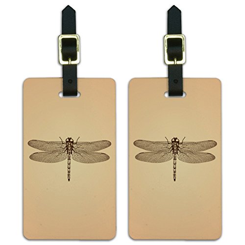 GRAPHICS & MOREDragonfly Vintage Insect Luggage ID Tags Suitcase Carry-On Cards - Set of 2