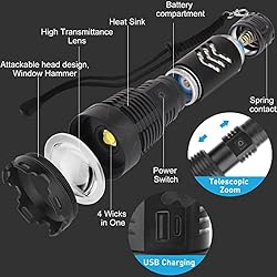 Rechargeable LED Flashlights High Lumens, 120000