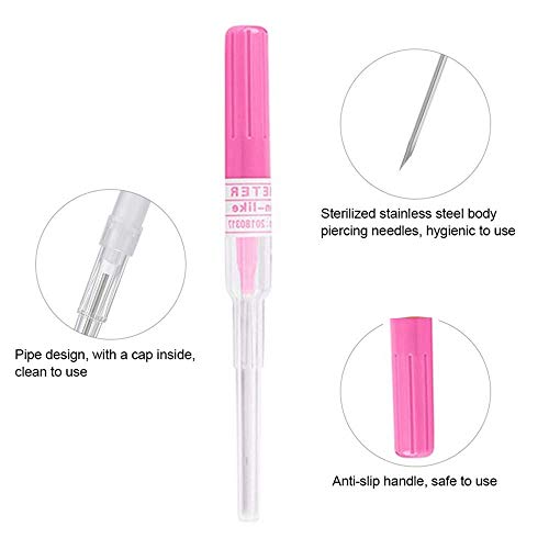 Nose Septum Ear Body Piercing Needles/IV Catheter Needles-Beach Body Art Supply IV Needle Piercing Needles Kit Piercing IV Needles With Catheter Body Piercing Needle IV Kit 14G Gauge 10Pcs