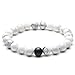 EnjoIt Distance Bracelet Black Matte Agate & White Howlite Energy Stone Beads Bracelet Set Couple Bracelet
