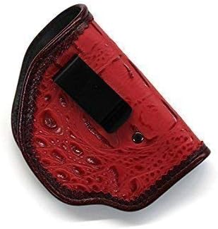 Concealed Carry Holster IWB Tuckable Leather Ferrari Red Crocodile - Made in USA by MoonStruck Leather
