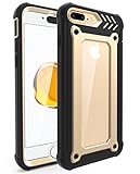 iPhone 7 Plus Case, ZUSLAB [Armor Shield] Full-Body Heavy Duty Protective Case with Built-in Clear Screen Protector Water Resistant DustProof Cover for Apple iPhone 7 Plus 2016 (Gold / Black)