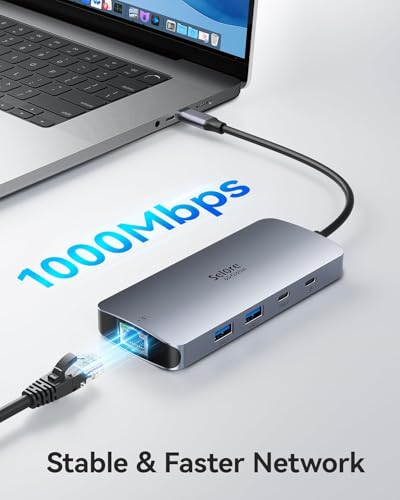 Selore USB C Docking Station Dual Monitor, 8-in-1 USB C Hub Multiport Adapter Docking Station 3 Monitors with 100W PD, HDMI 4K@60Hz, DisplayPort, 1 Gbps Ethernet, USB 3.0 Ports for Mac Dell HP Lenovo