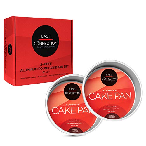 Last Confection 2-Piece Round Cake Pan Set - 8" x 2" Deep Aluminum Pans