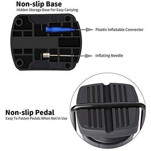 Greallthy Bike Pump, Portable Mini Bicycle Floor Pump Foot Activated Bicycle Tire & Air Pump Compatible with Presta & Schrader Valves Aluminum Alloy Barrel Free Gas Needle(Black)